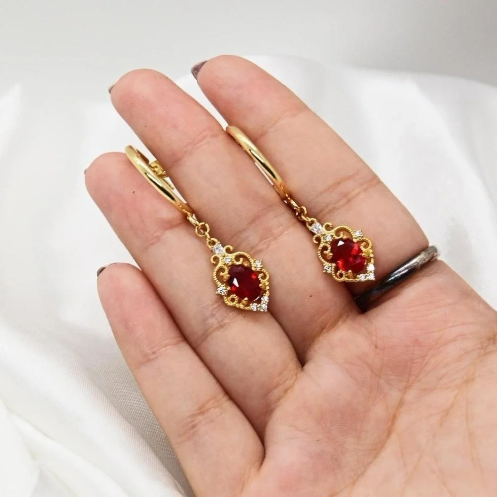 Red Gemstone Earrings